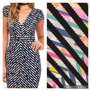 Lulus When Worlds Kaleidoscope Colorful Geometric Bodycon‎ Dress MEDIUM